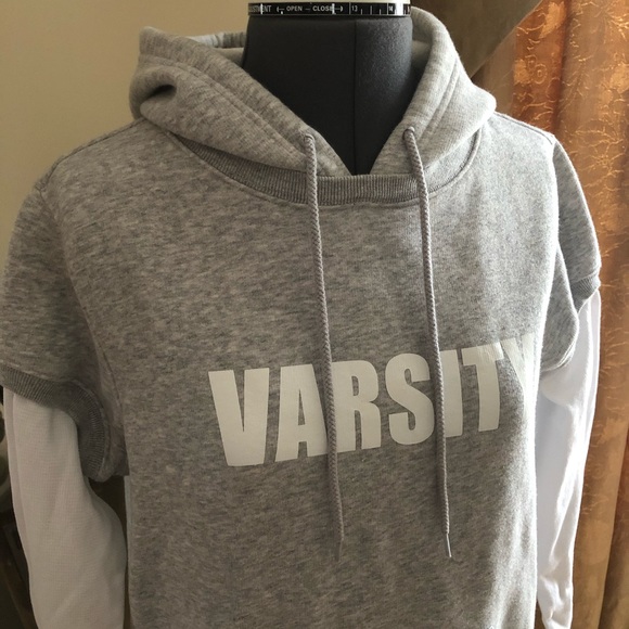 Fashion Bug Heather Grey Varsity Hoodie M - Picture 2 of 6